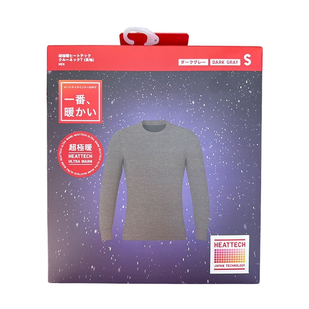 Uniqlo 男款 HEATTECH ULTRA WARM超極暖圓領T恤(長袖) -08 DARK GRAY