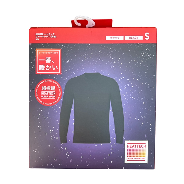 Uniqlo 男款 HEATTECH ULTRA WARM超極暖圓領T恤(長袖) -09 BLACK