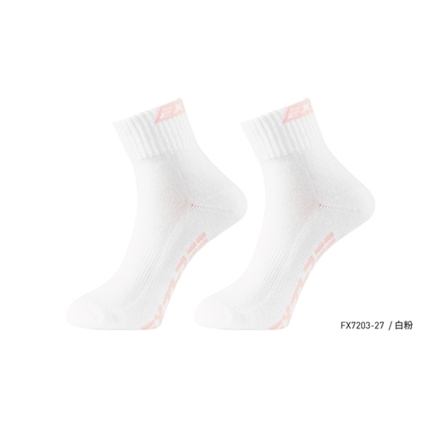 中筒1/2 彩色針織運動襪-白粉【22-25cm】