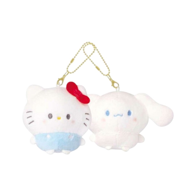 三麗鷗絨布磁鐵雙吊飾(胖胖豆豆眼款)-Kitty&大耳狗